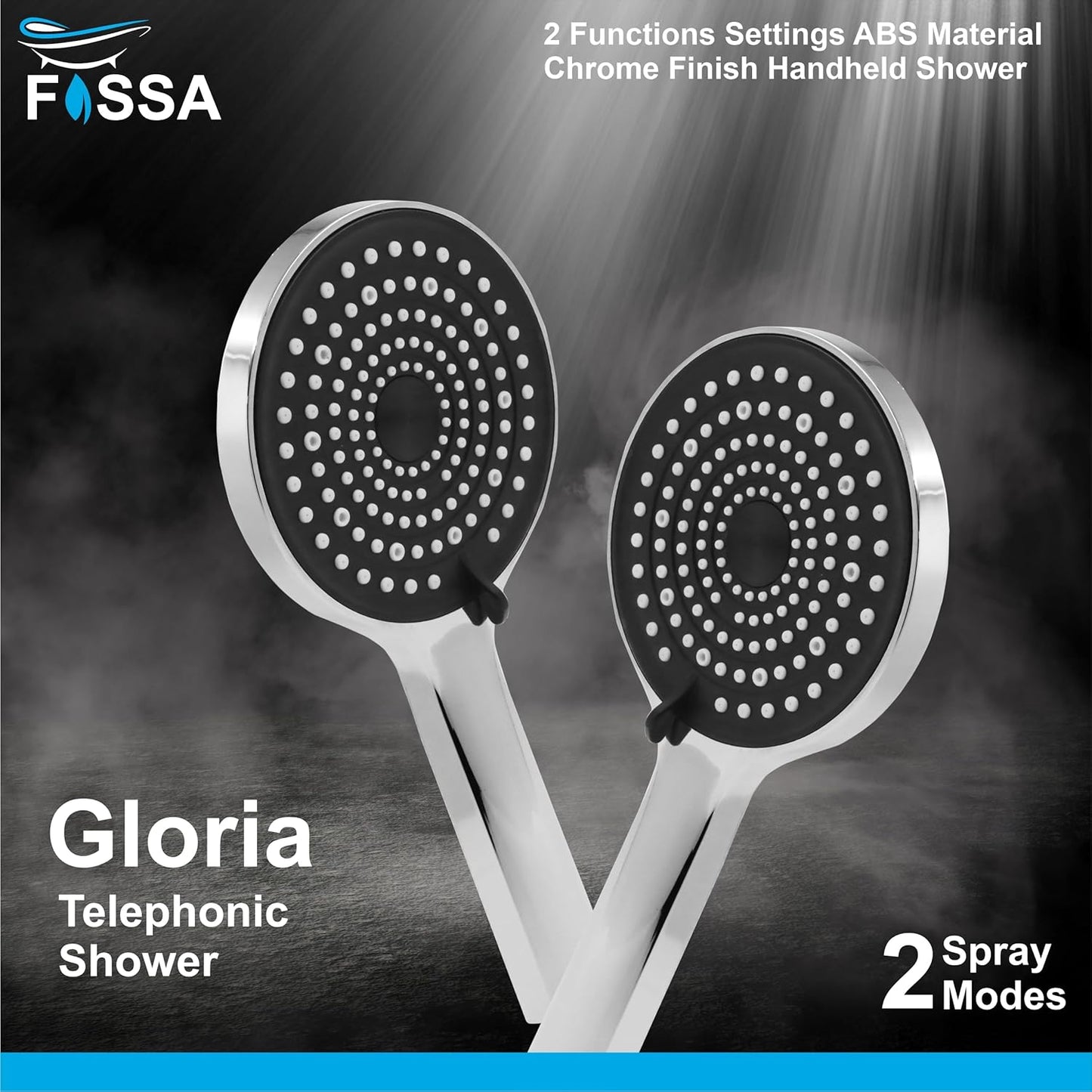 Fossa Gloria Handheld Shower Head with Holder and 1.5 Mtr Shower Hose Hand Held Showerhead High Pressure Water Saving Hand Shower Head ABS, 2 Water Outlet Mode (Hand Shower Full Set)-3