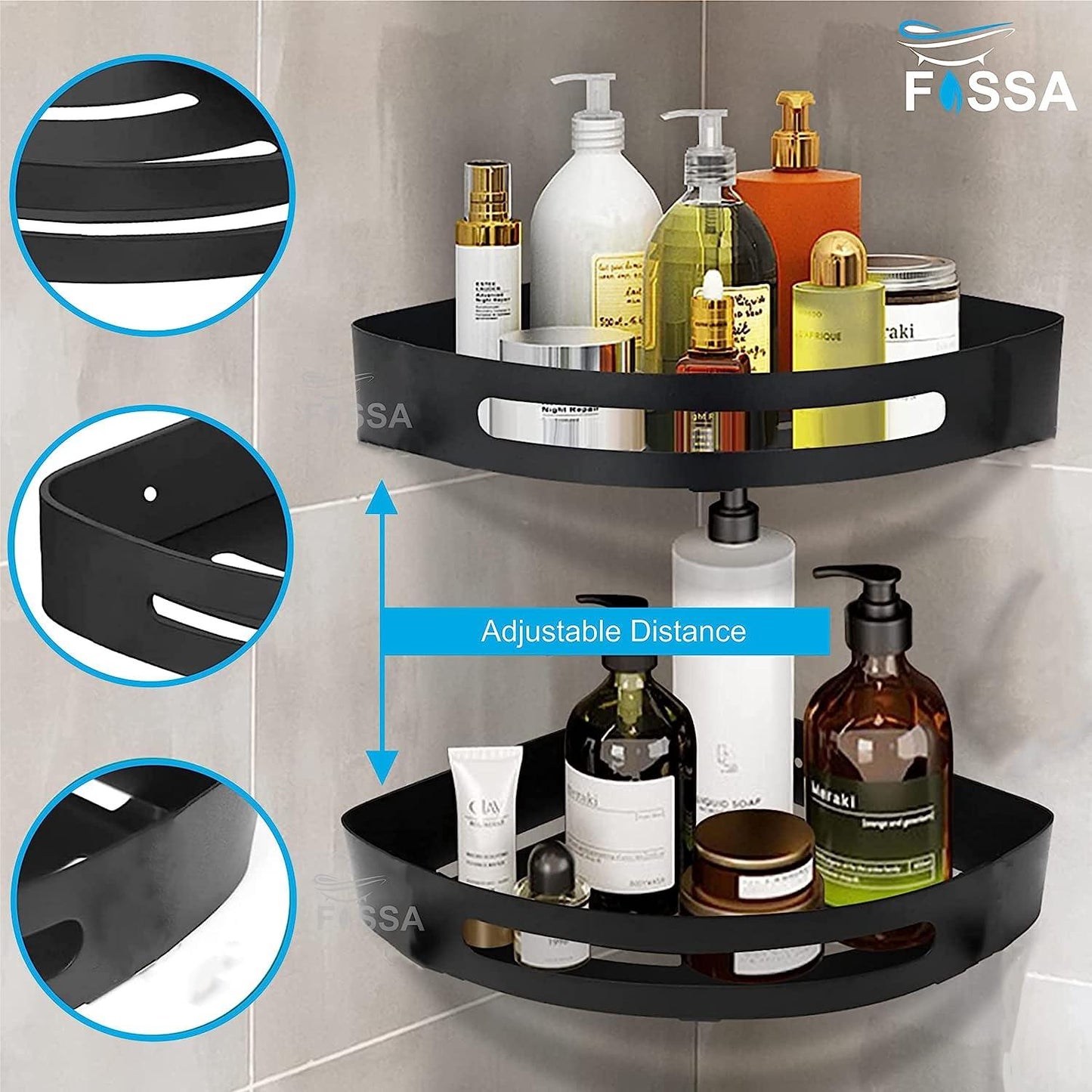 FOSSA Bathroom Shelf, Rustproof Corner Shower Caddy for Bathroom Kitchen Organizer, 304 Stainless Steel (Triangle,1 Packs)-3
