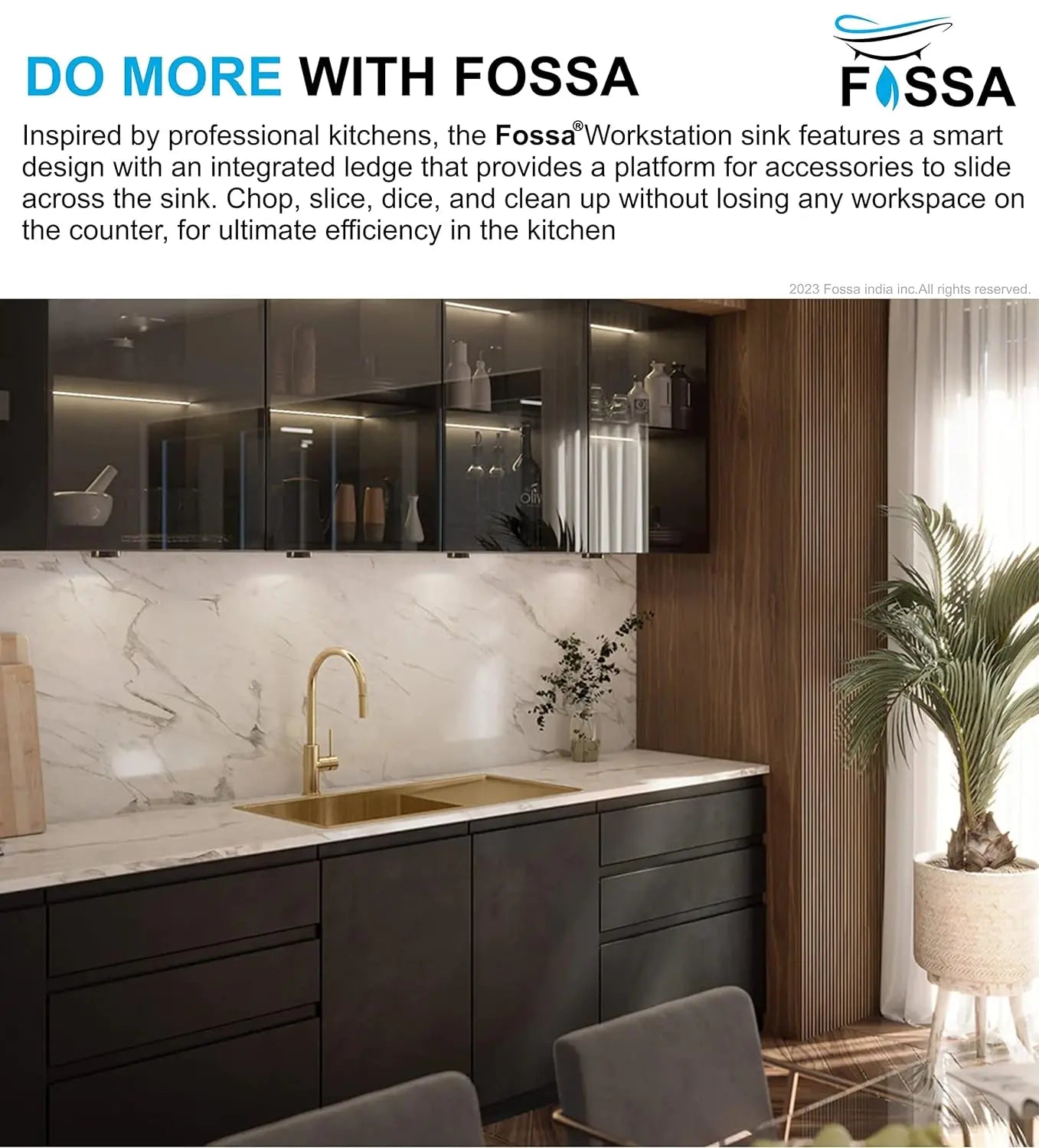 Fossa 37"x18"x10" Inch Single Bowl With Drain Board 304 Grade Handmade Kitchen Sink Gold-4