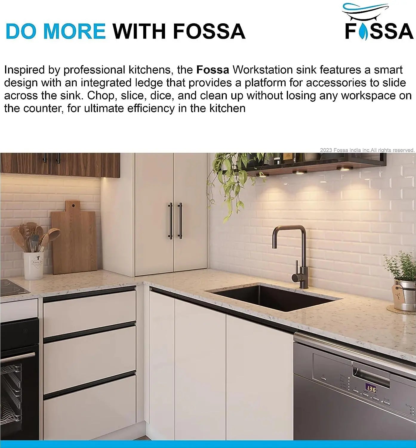 Fossa 24"x18"x10" Inch Single Bowl 304 Grade Stainless Steel Handmade Kitchen Sink Round Coupling Matte Finish FHS-04R Black-4