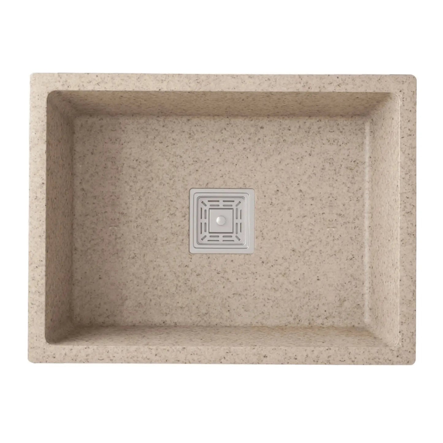 Fossa 24"x18"x9" inch Quartz Single Bowl Sand Choco Kitchen Sink-0