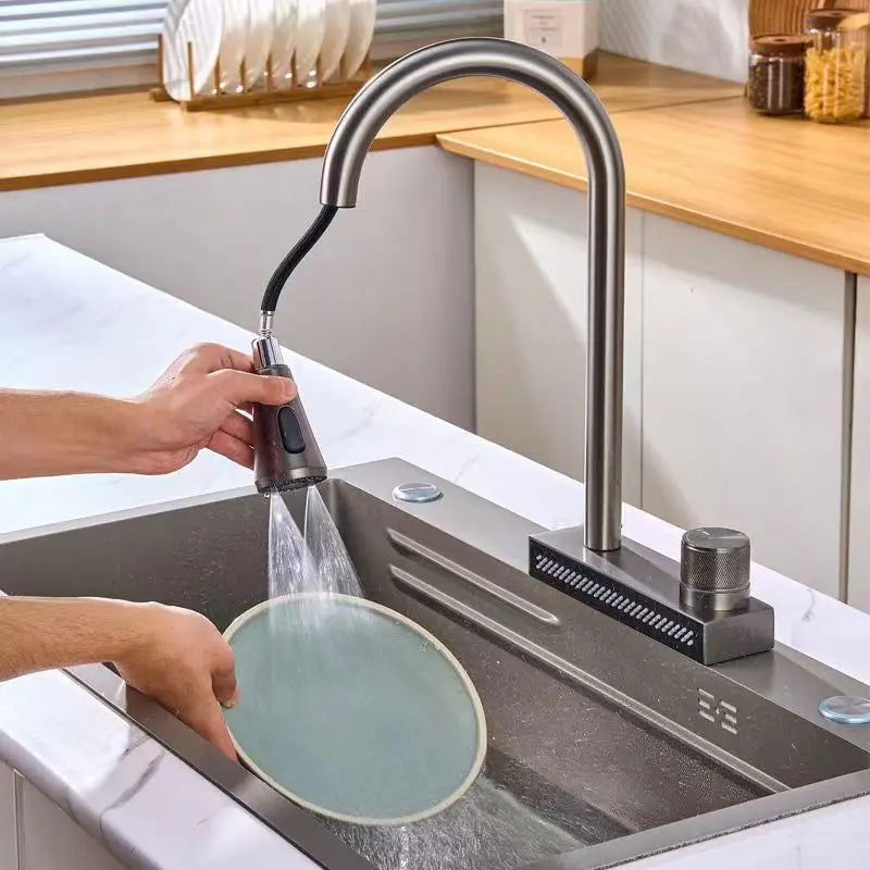 Rainfall Kitchen Sink Faucet Pull Out Four Water Outlet Modes Cold and Hot Can Rotate TAP-2