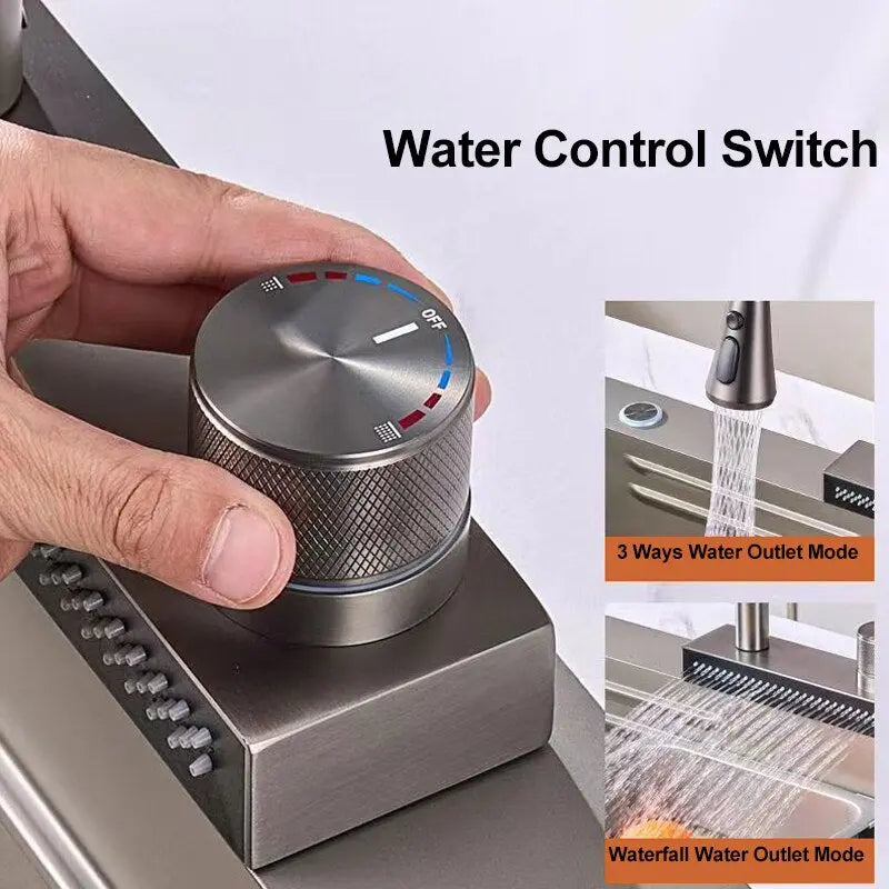Rainfall Kitchen Sink Faucet Pull Out Four Water Outlet Modes Cold and Hot Can Rotate TAP-4