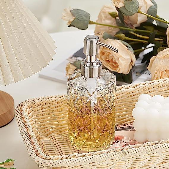 Fossa Liquid Soap Dispenser Shampoo Lotion Bottle with Chrome Finish Pump Holder, Ideal for Bathroom Countertop, Kitchen, Laundry Room (White) GSD-001-3