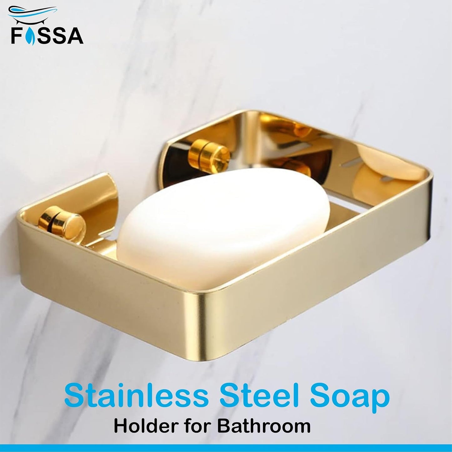 Fossa Soap Dish Premium Stainless Steel Wall Mounted Soap Holder for Bathroom, Soap Stand, Bathroom Accessories Matte Finish Gold (Pack of 1)-1