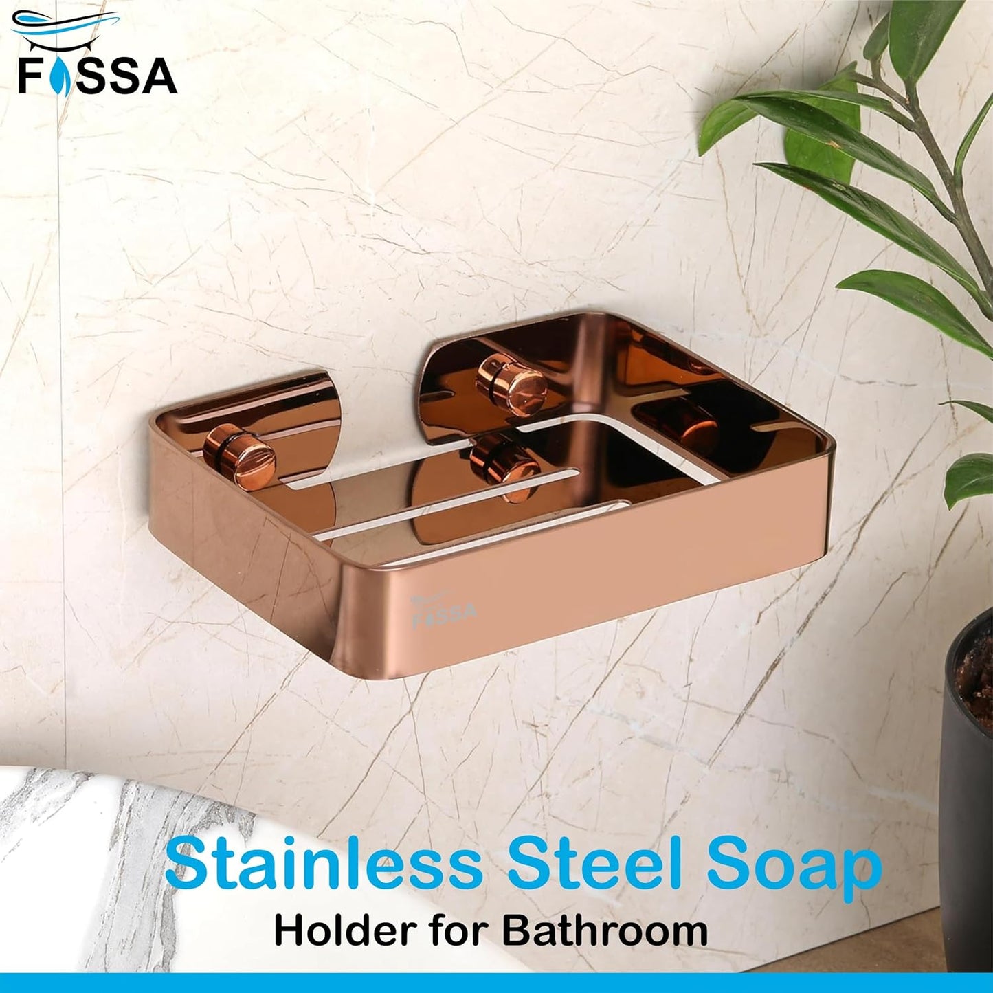 Fossa Soap Dish Premium Stainless Steel Wall Mounted Soap Holder for Bathroom, Soap Stand, Bathroom Accessories Matte Finish (Rose Gold) (Pack of 1)-1