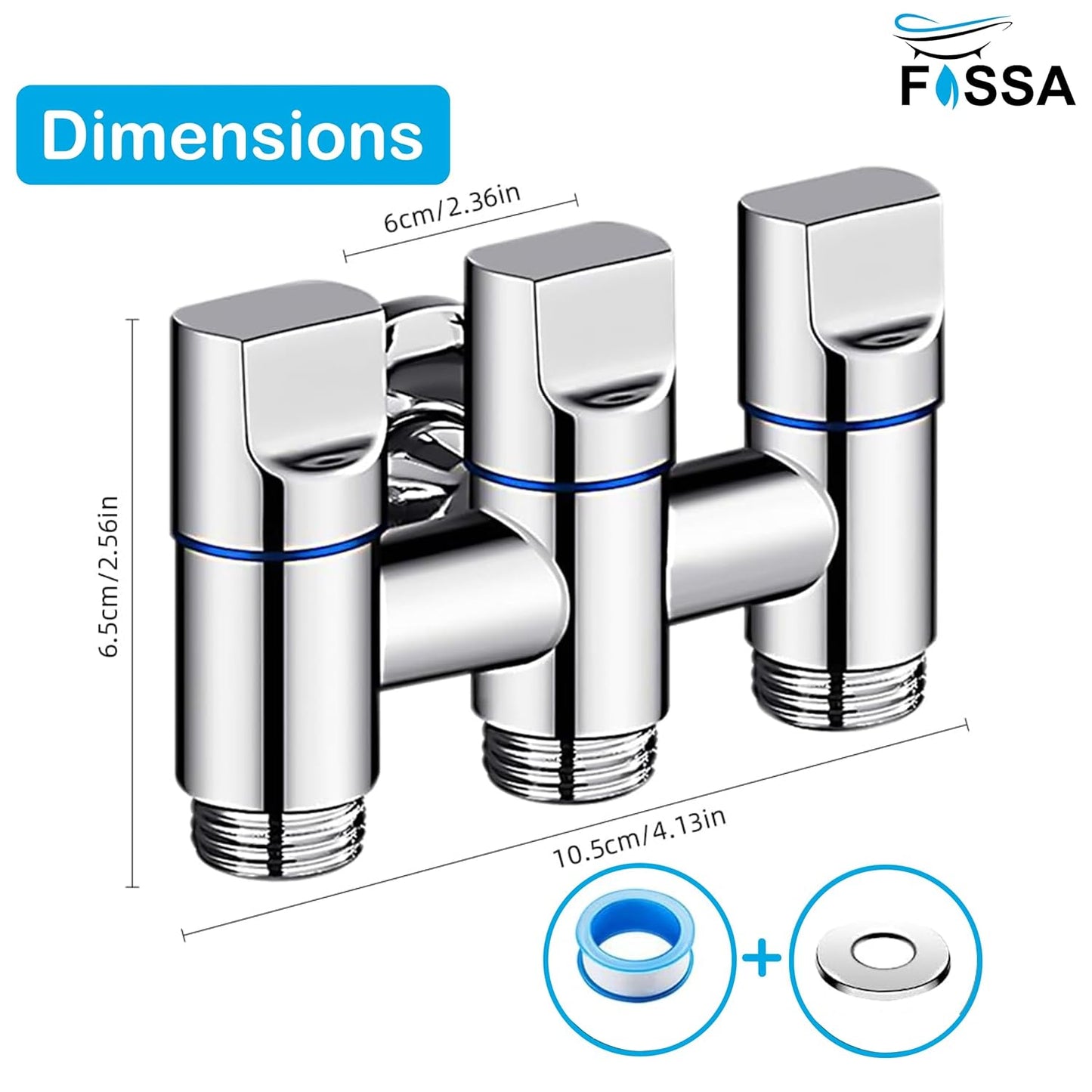 3 - Way Water Injection Angle Valve, Single Inlet and Three Outlet Angle Valve Three Way Multifunction Valve for Bathroom (Silver)-1