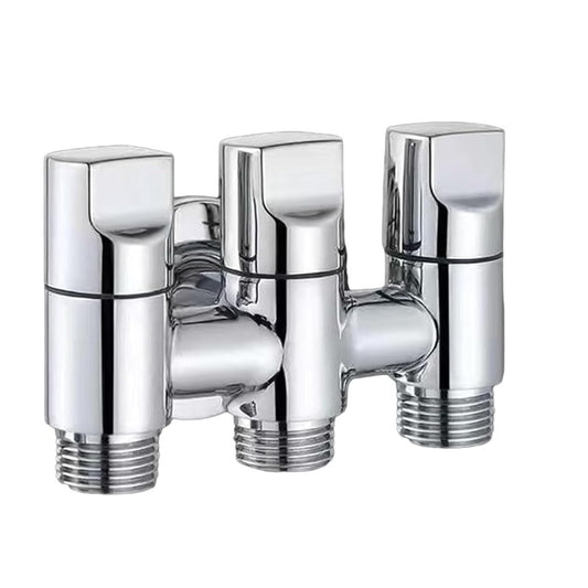 3 - Way Water Injection Angle Valve, Single Inlet and Three Outlet Angle Valve Three Way Multifunction Valve for Bathroom (Silver)-0