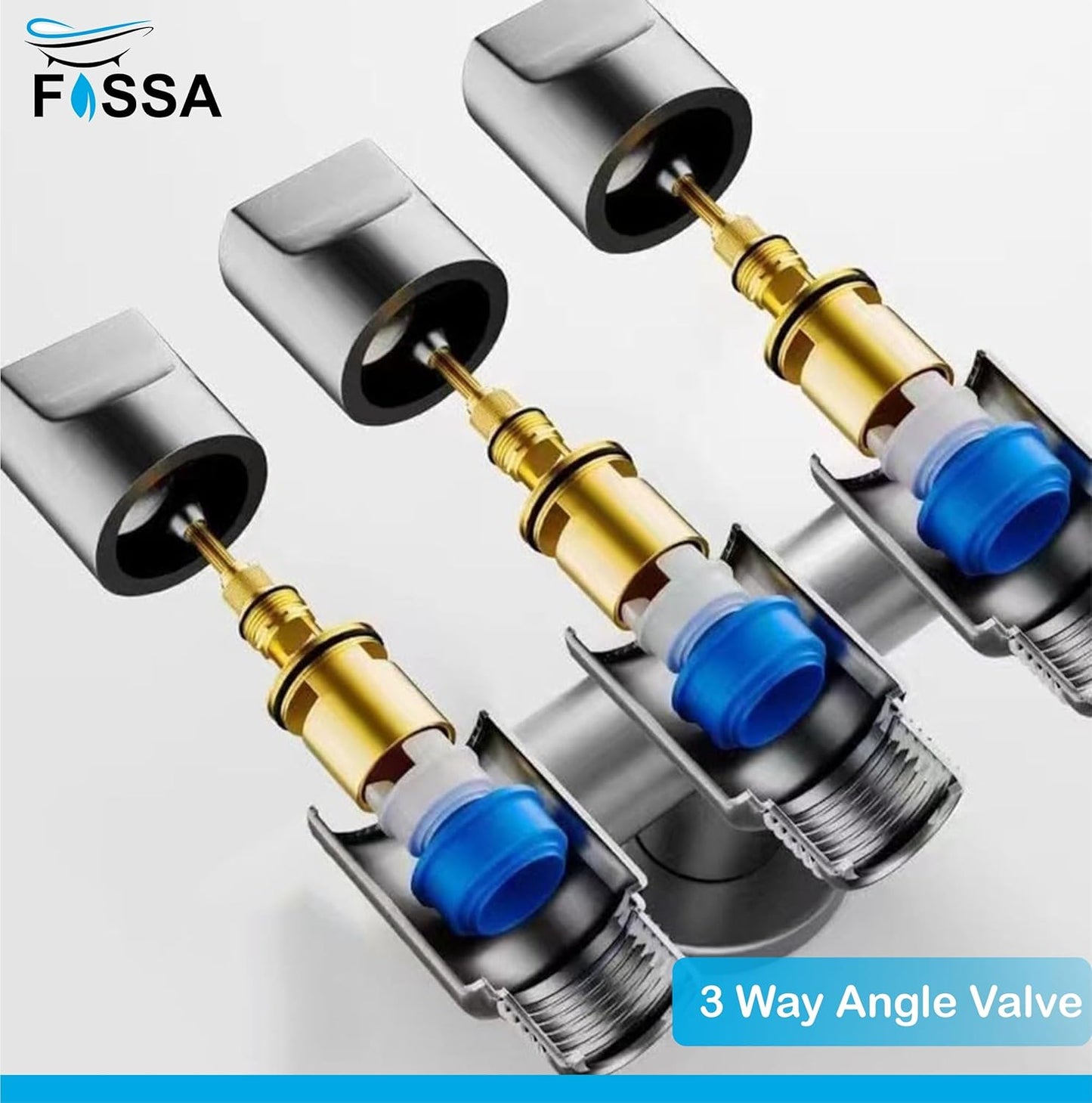3 - Way Water Injection Angle Valve, Single Inlet and Three Outlet Angle Valve Three Way Multifunction Valve for Bathroom (Silver)-3