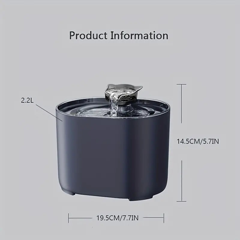 Smart USB-Powered 2.2L Pet Water Fountain for Cats and Dogs - Black-3