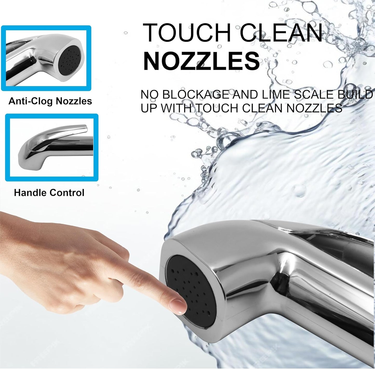 Fossa Health Faucet Bidet Sprayer for Toilet, Handheld Sprayer Cloth Diaper Sprayer Set - ABS (Chrome Finish) | (with Hose Pipe & Hook)-4
