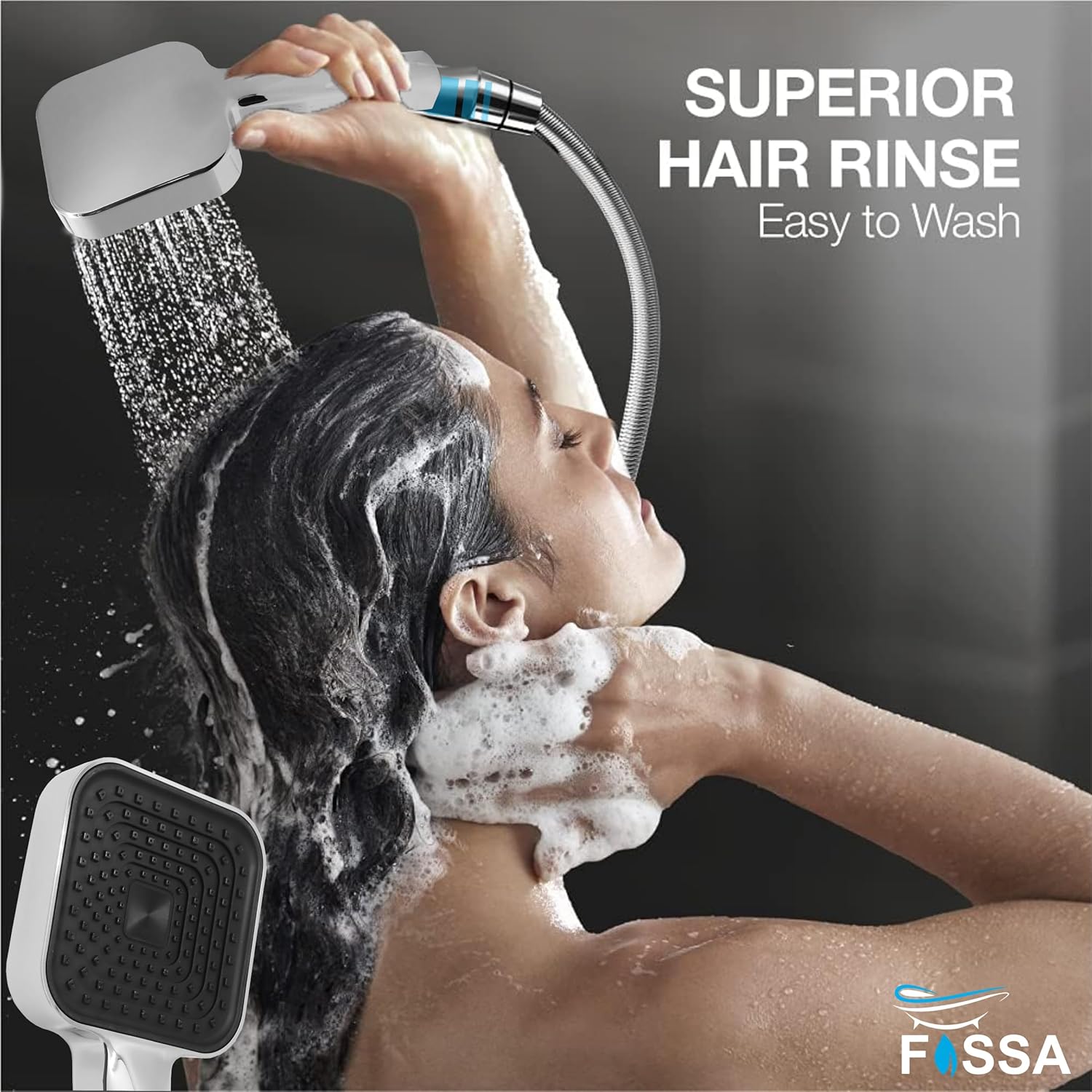 Fossa Alpha Wave Hand Shower – Handheld Shower Head with 2 Spray Modes, ABS Body, | Chrome Finish for Modern Bathrooms only hand shower-4