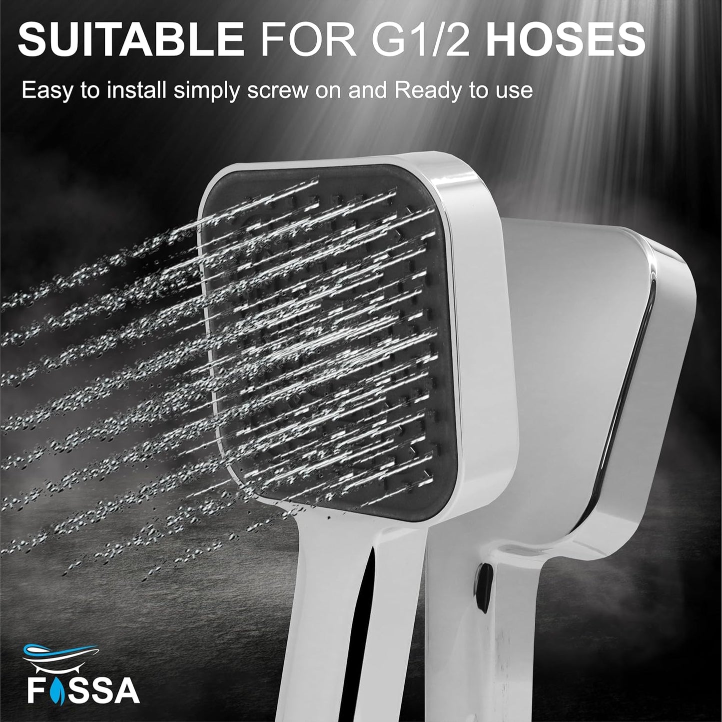 Fossa Alpha Wave Hand Shower – Handheld Shower Head with 2 Spray Modes, ABS Body, | Chrome Finish for Modern Bathrooms only hand shower-3