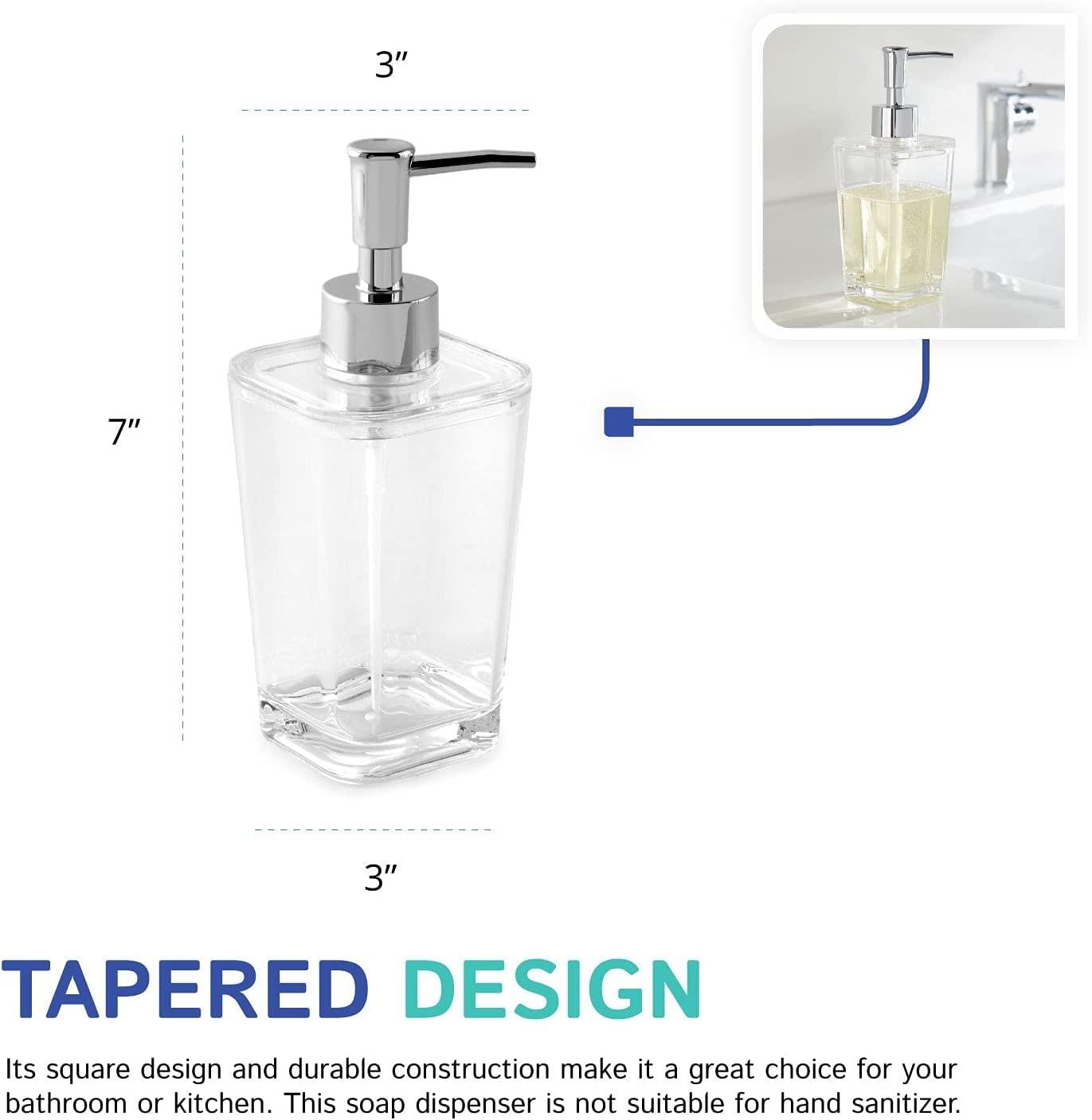 Fossa Unbreakable Clear Square Bathroom Soap Dispenser Crystal Clear Unbreakable| Sturdy and Elegant Construction Makes it Perfect for Kitchen or Bathroom | Shatter-Proof, Durable and Compact Design-4