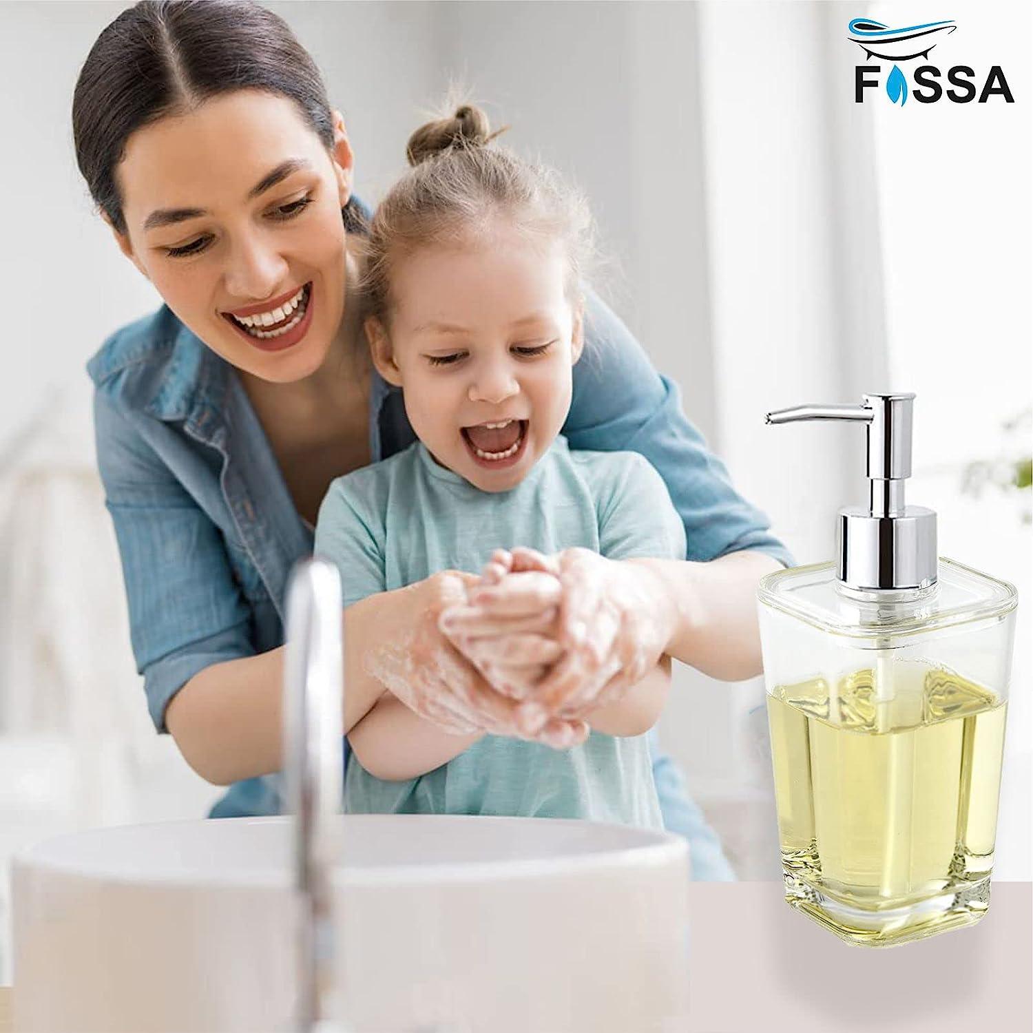 Fossa Unbreakable Clear Square Bathroom Soap Dispenser Crystal Clear Unbreakable| Sturdy and Elegant Construction Makes it Perfect for Kitchen or Bathroom | Shatter-Proof, Durable and Compact Design-2
