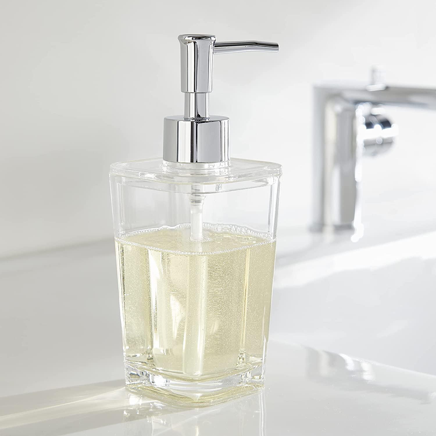Fossa Unbreakable Clear Square Bathroom Soap Dispenser Crystal Clear Unbreakable| Sturdy and Elegant Construction Makes it Perfect for Kitchen or Bathroom | Shatter-Proof, Durable and Compact Design-3