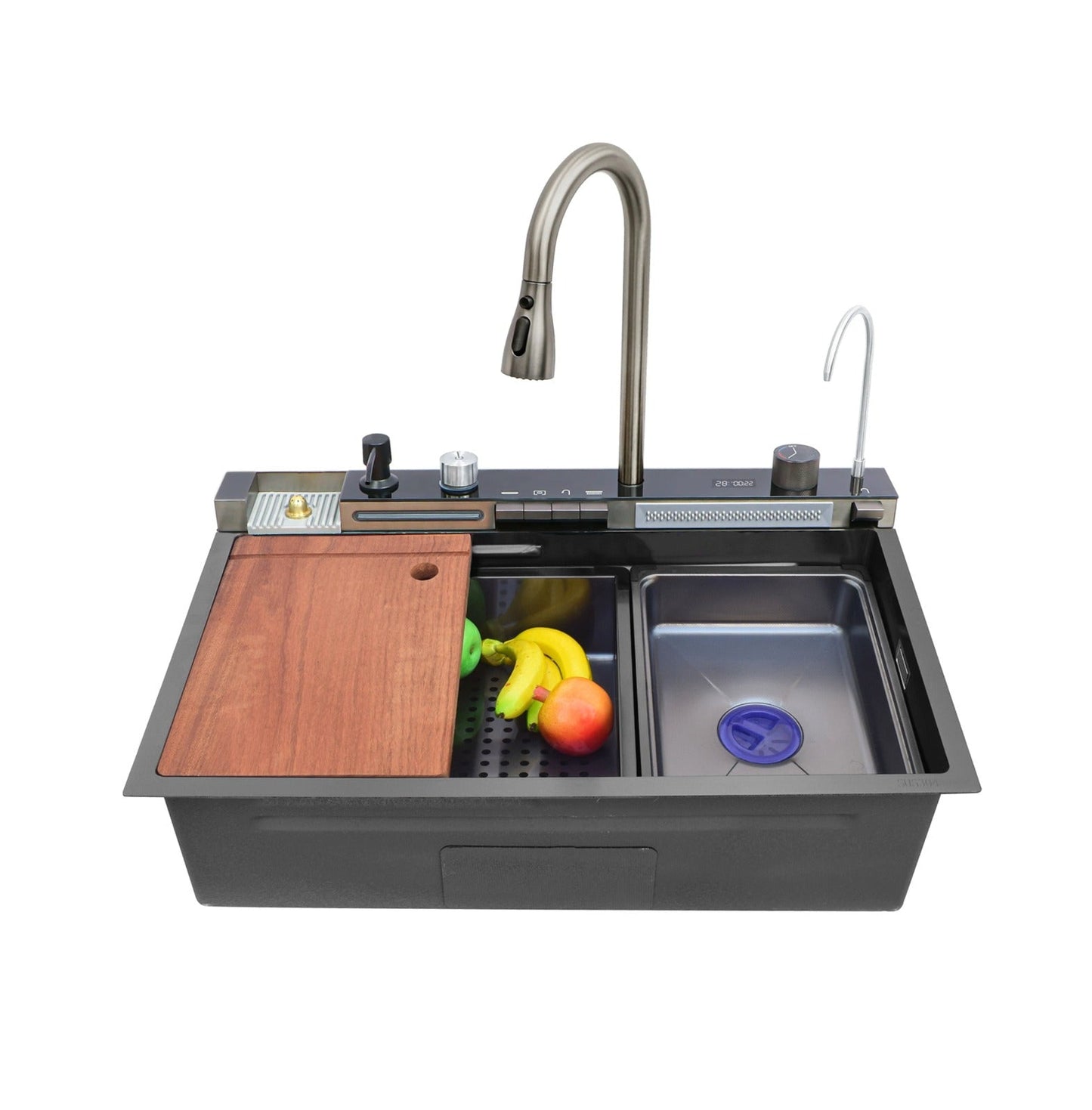 (30 x 18 x 10) Inch Premium Piano Smart Kitchen Sink Black-0