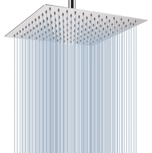 Fossa 12"x12" Inch Square Fixed Stainless Steel Shower Head for Bathroom Luxury Hotel Luxury Bathroom Shower Head Unique Design( without arm )-0