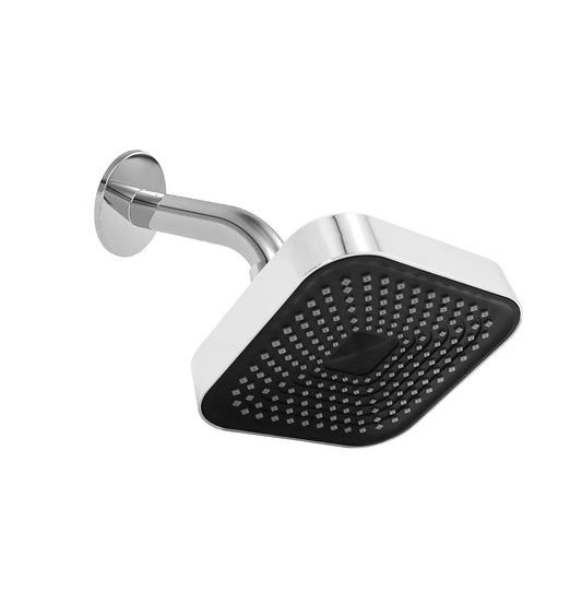 Fossa 4"x4" Square Alpha Wave Shower Head - High Pressure Rain - Luxury Design - 1-Min Install - Easy Clean Adjustable for Your Bathroom Shower Heads Chrome Finish (with 9" Inch Arm)-0