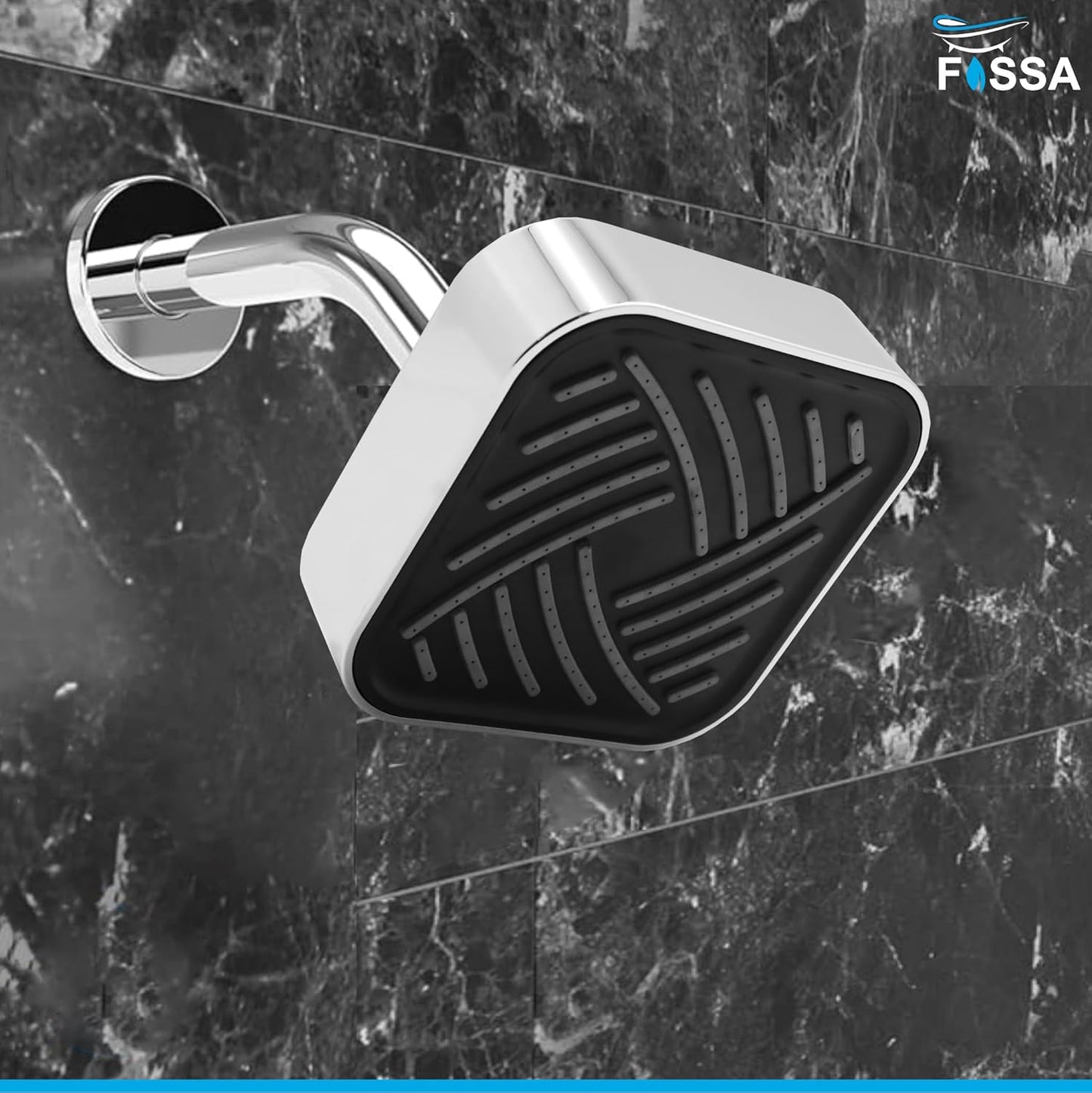 Fossa 4"x4" Square Lexo Shower Head - High Pressure Rain - Luxury Design - 1-Min Install - Easy Clean Adjustable for Your Bathroom Shower Heads (With 9" Arm)-1