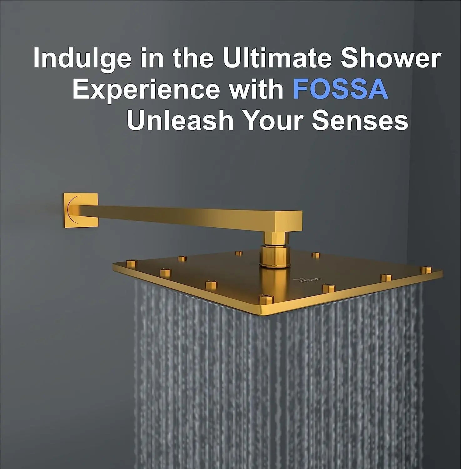 Fossa 8 Inch Rainfall Shower Head Fixed Shower Head 304 Stainless Steel Rain Showers Overhead Wall Mounted, (Gold)-2