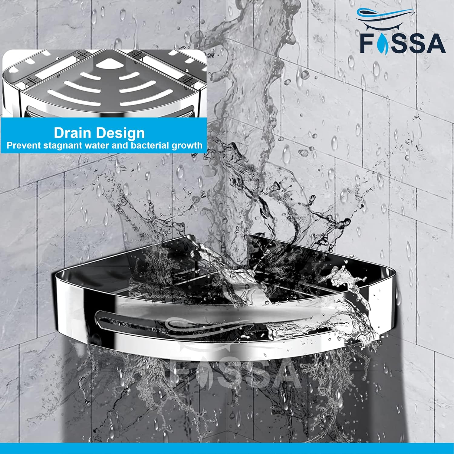 FOSSA Bathroom Shelf, Rustproof Corner Shower Caddy for Bathroom Kitchen Organizer, 304 Stainless Steel (Triangle,3 Packs) (Chrome)-2