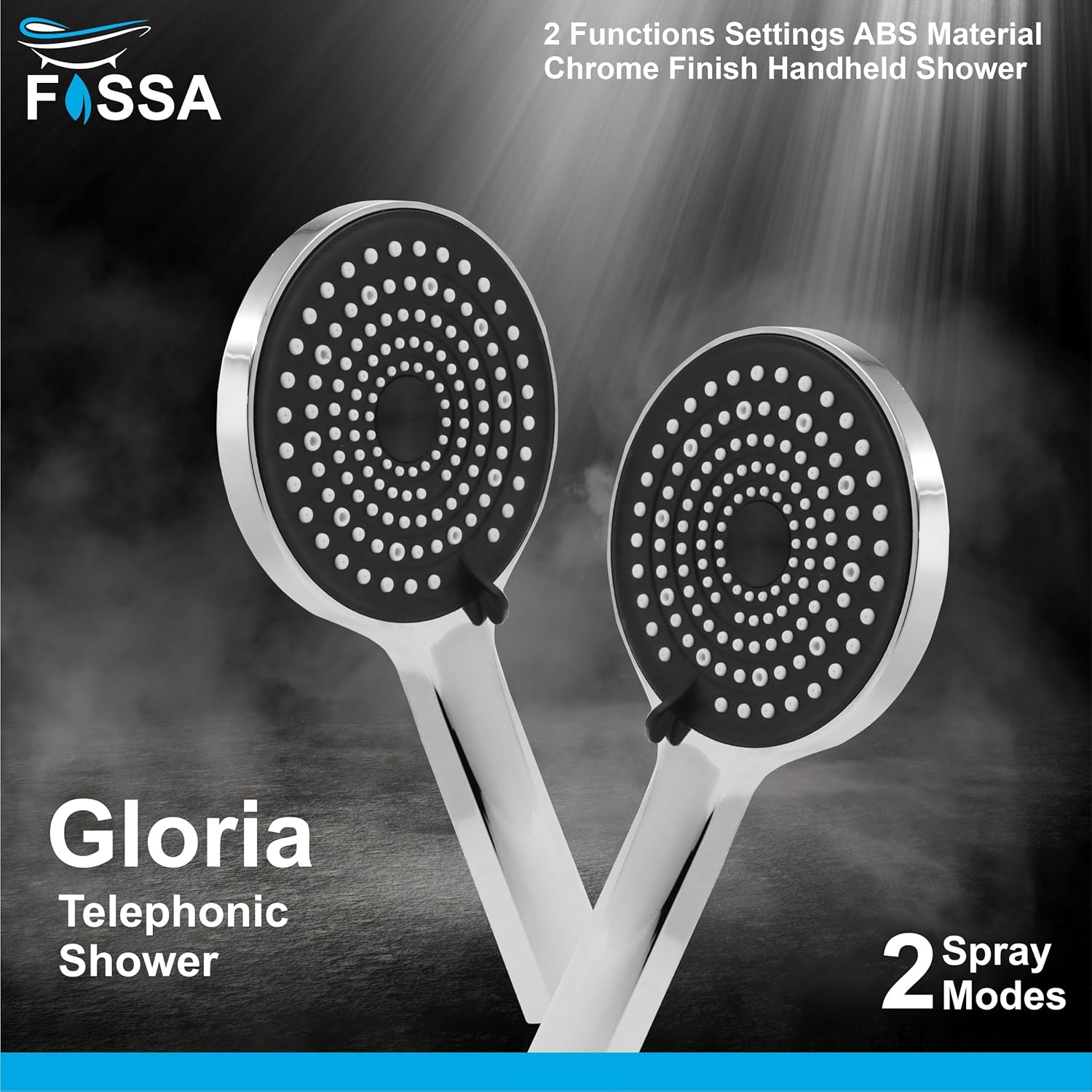 Fossa Gloria Handheld Shower Head with Holder and 1.5 Mtr Shower Hose Hand Held Showerhead High Pressure Water Saving Hand Shower Head ABS, 2 Water Outlet Mode (Hand Shower Full Set)-3