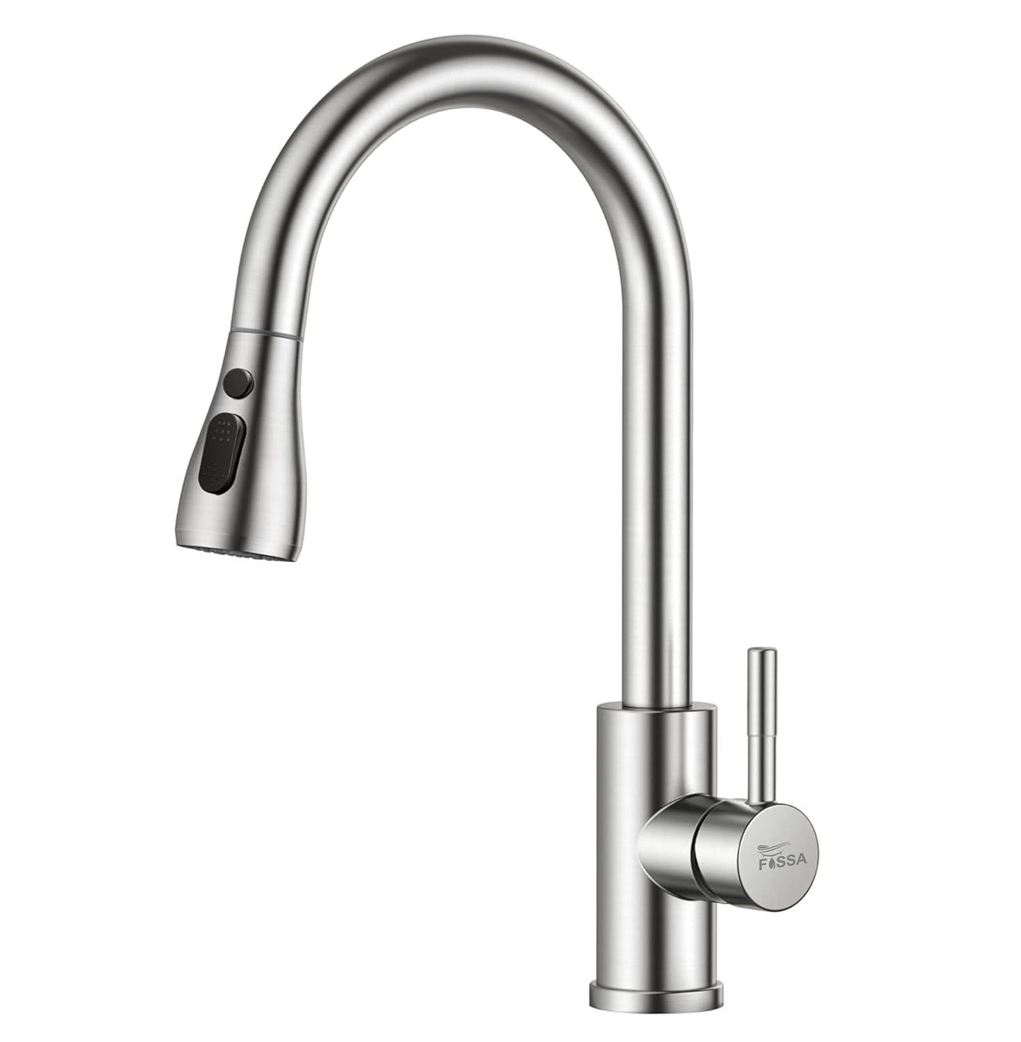 Fossa Heavy SUS 304 Stainless Steel Silver Single Lever Sink Hot & Cold Water Mixer Pull Down Tap Kitchen Sink Faucet with Pull Out Sprayer for Silver (Heavy)-0