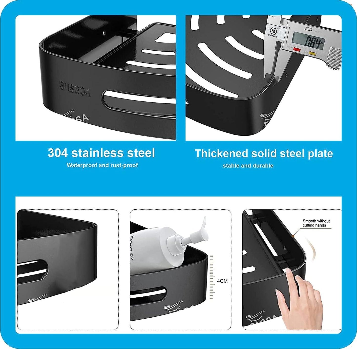 FOSSA Bathroom Shelf, Rustproof Corner Shower Caddy for Bathroom Kitchen Organizer, 304 Stainless Steel (Triangle,1 Packs)-1