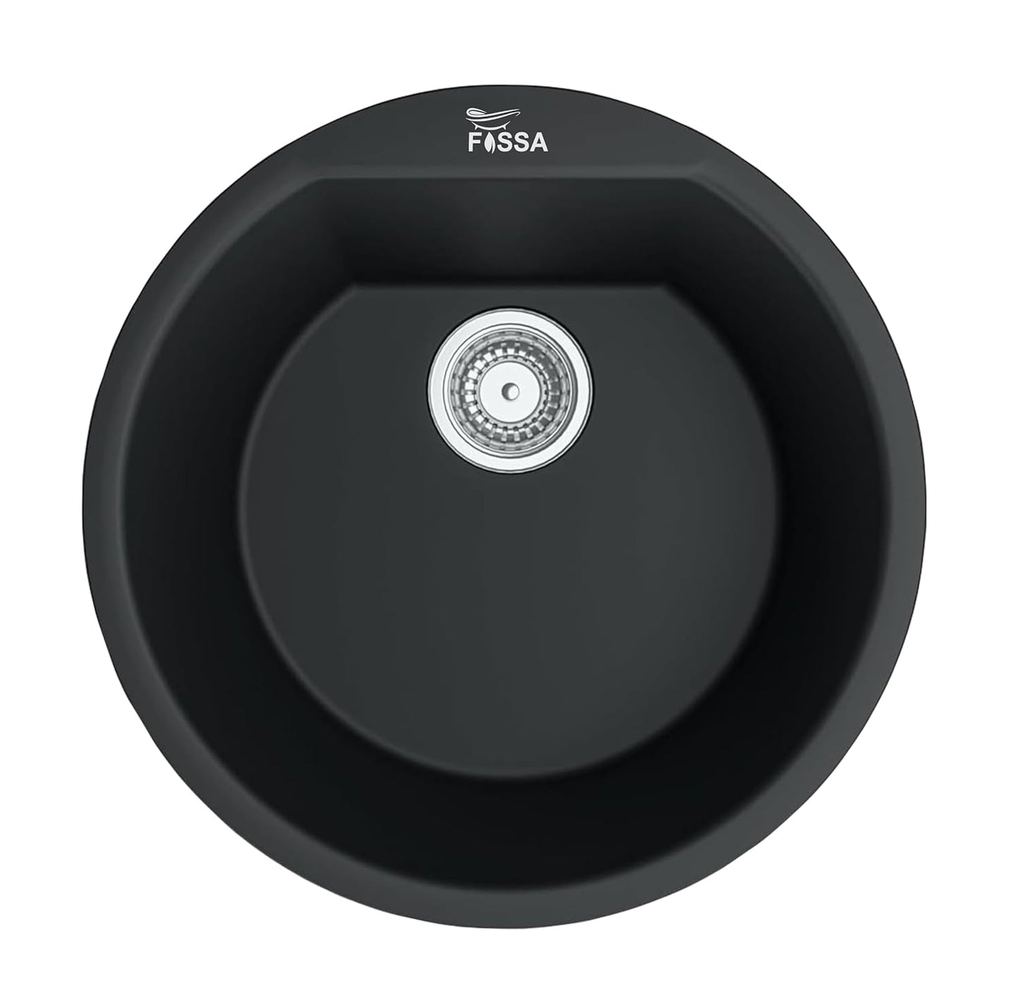 Fossa 18"x18"x08" Inch Round Bar Sink, Thicken Single Bowl Kitchen Sinks, Quartz German Engineered Technology Kitchen Sink Easy-to-Clean Sink for Outdoor Indoor Catering Restaurant Hospital (Black)-0
