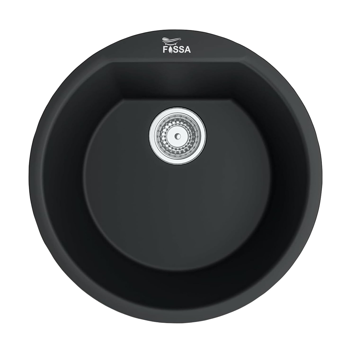 Fossa 18"x18"x08" Inch Round Bar Sink, Thicken Single Bowl Kitchen Sinks, Quartz German Engineered Technology Kitchen Sink Easy-to-Clean Sink for Outdoor Indoor Catering Restaurant Hospital (Black)-0