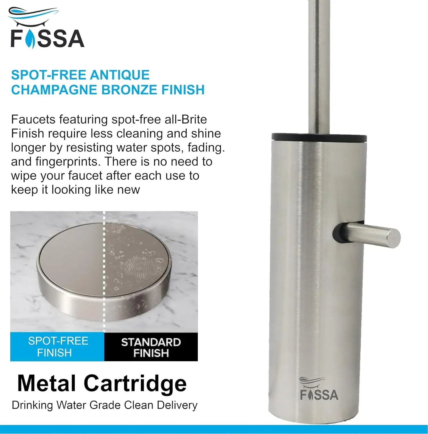 Fossa Opera L Bend RO Tap Kitchen Water Filter Faucet, 100% Lead-Free Drinking Water Faucet Stainless Steel Brushed Nickel Finish (Silver)-3