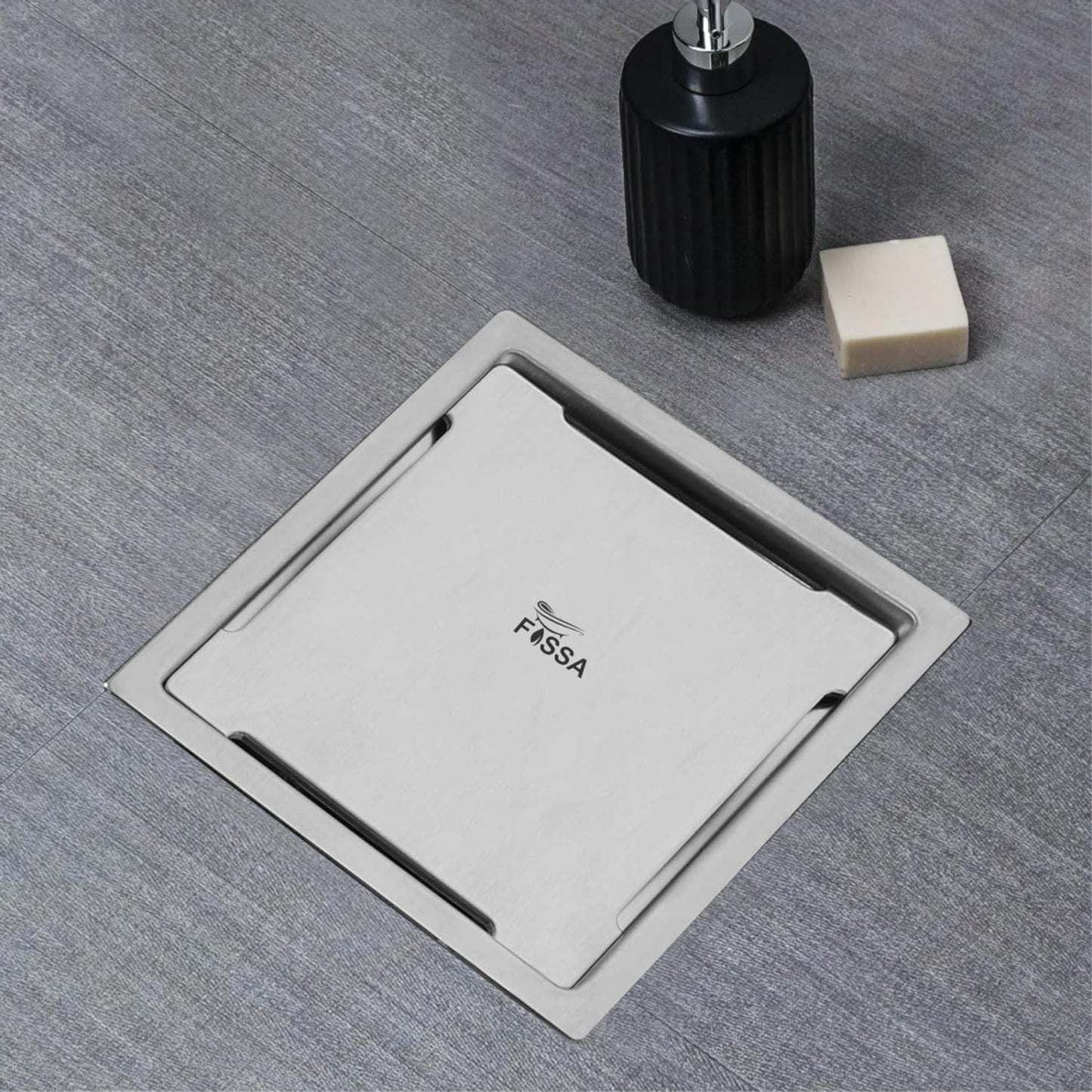 Fossa Flair 5"X5" Inch Floor Drain, Premium Stainless Steel, for Bathroom Grating Square Floor Drain Jali, Matte Finish-0