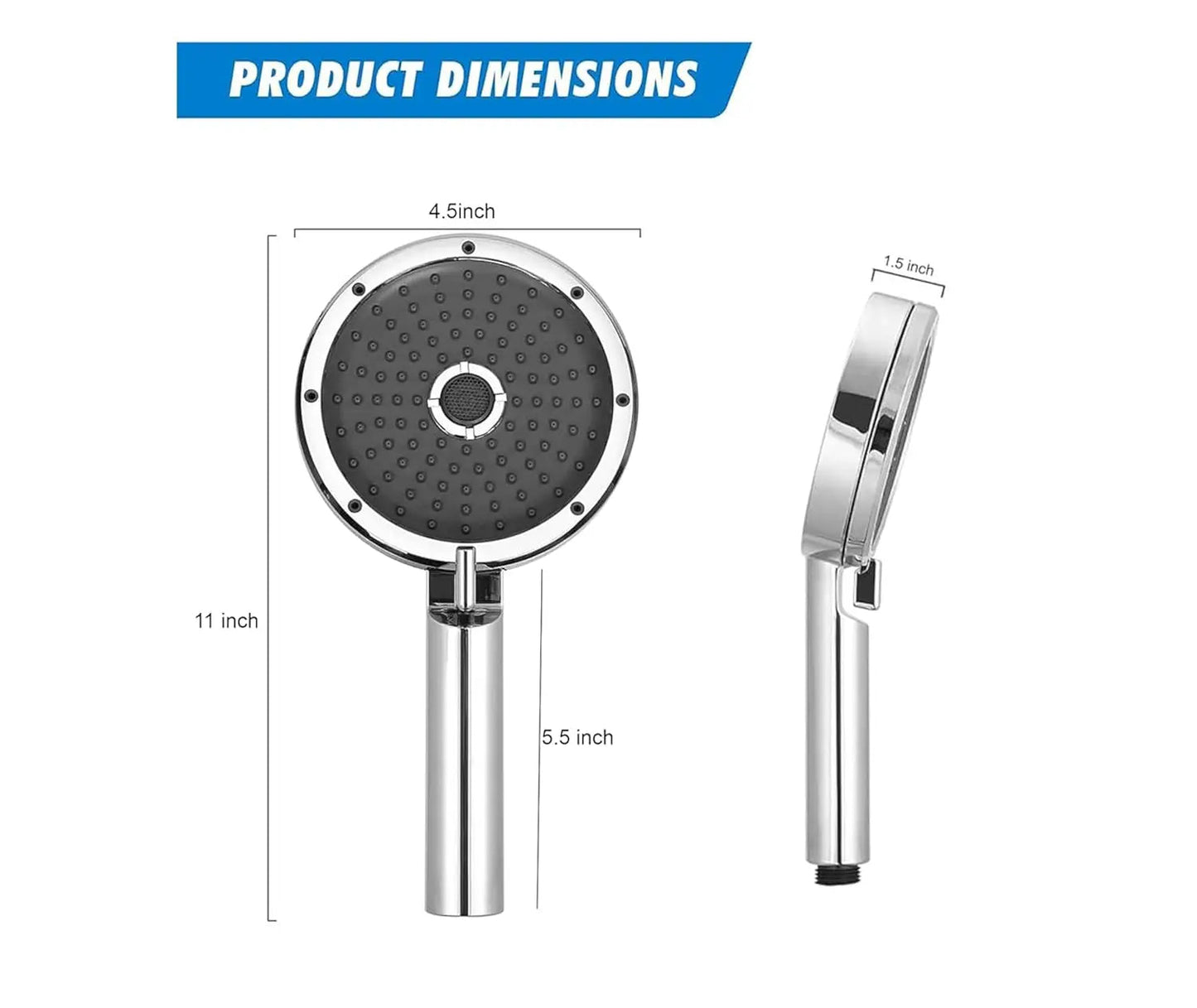 Fossa 5"x 5" Wondra 3-Spray Multifunction Hand Telephonic Shower Chrome Finish ( Only SHower Hadn )-1