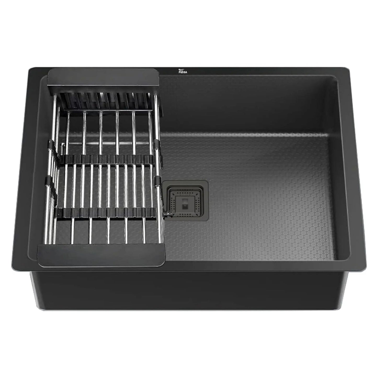 Fossa 20"x17"x09" Inch Single Bowl Honeycomb Embossed Kitchen Sink with Nano Coating (Black )-0