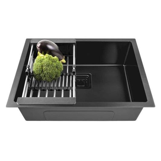 Fossa 27"x20"x10" Inch Single Bowl SS-304 Grade Stainless Steel Handmade Kitchen Sink Black-0