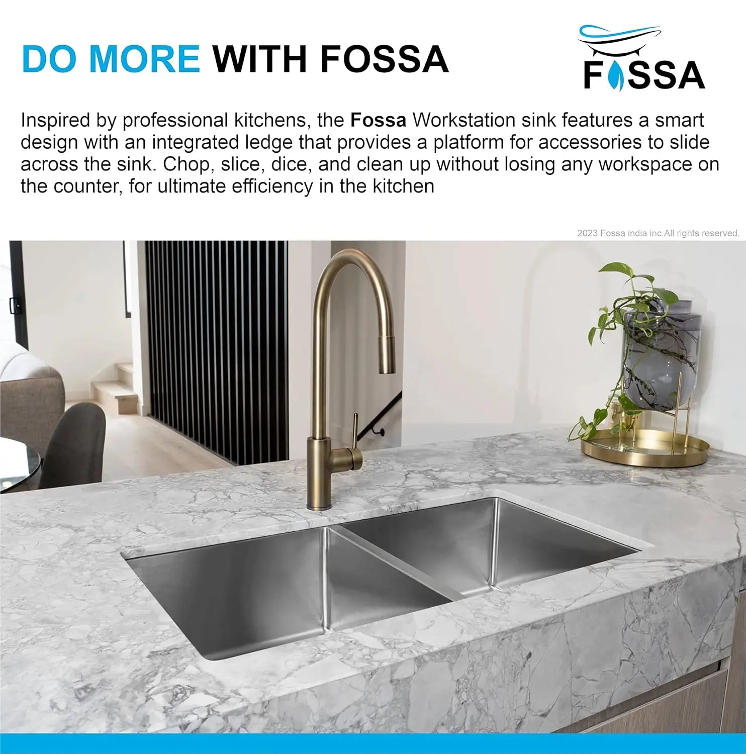 Fossa 32"x20"x10" Inch Double Bowl SS-304 Grade Stainless Steel Handmade Kitchen Sink Silver-4