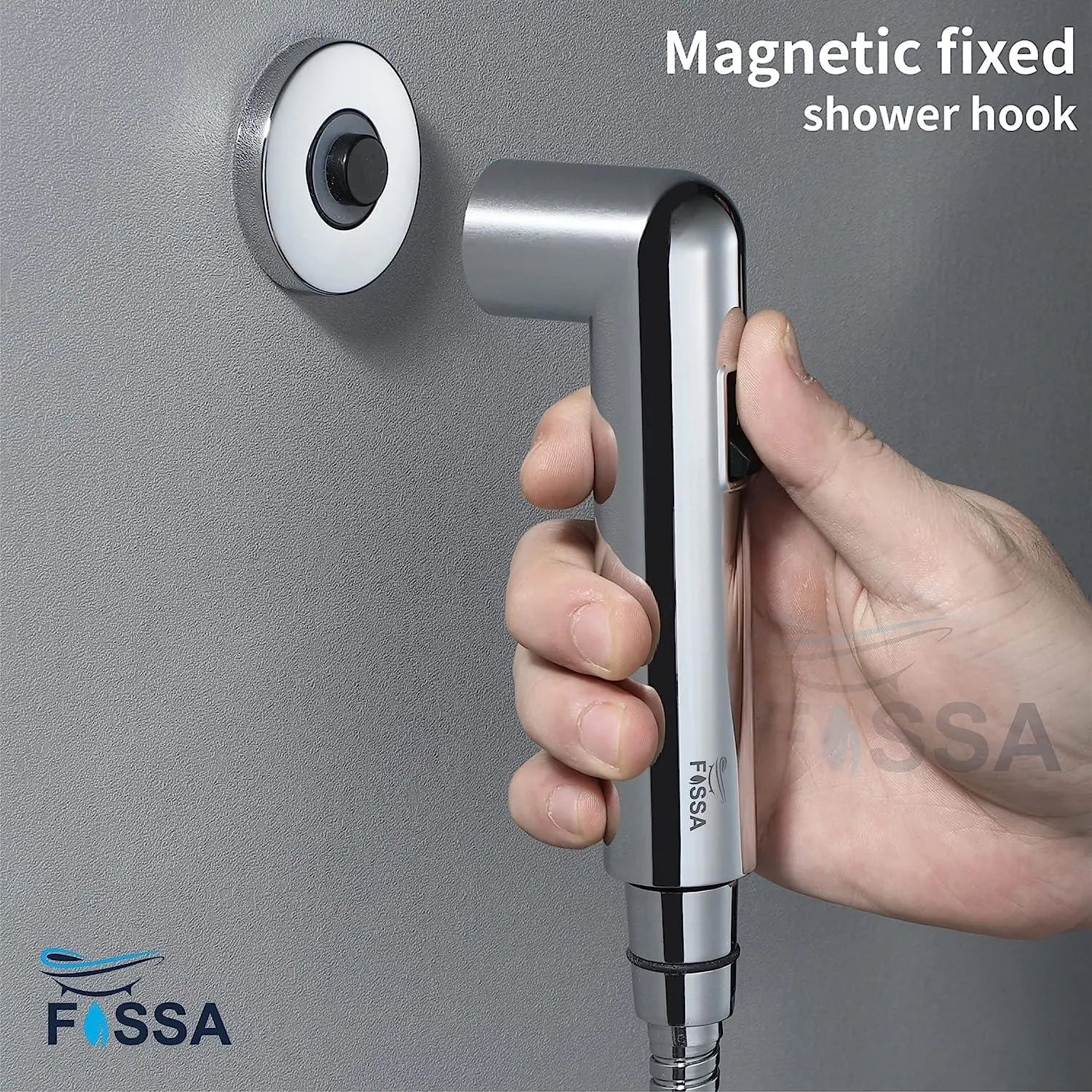 Fossa Magnetic Health Faucet/Bidet Sprayer for Toilet and Bathroom with 1 Mtr Hose Pipe and Magnet Holder (Silver)-1