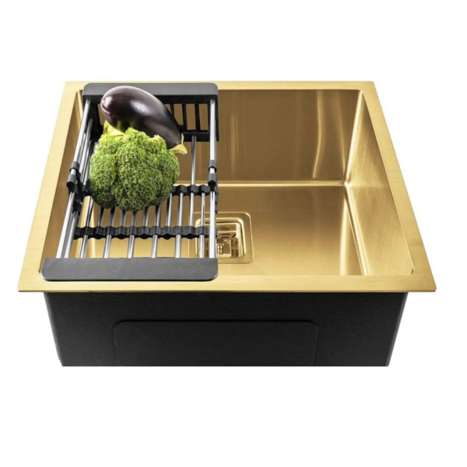 Fossa 18"x16"x10" Inch Single Bowl 304 Grade Stainless Steel Handmade Kitchen Sink Gold-0