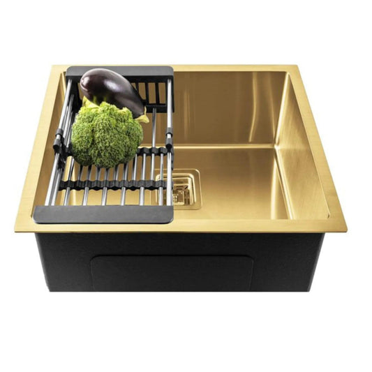 Fossa 18"x16"x10" Inch Single Bowl 304 Grade Stainless Steel Handmade Kitchen Sink Gold-0