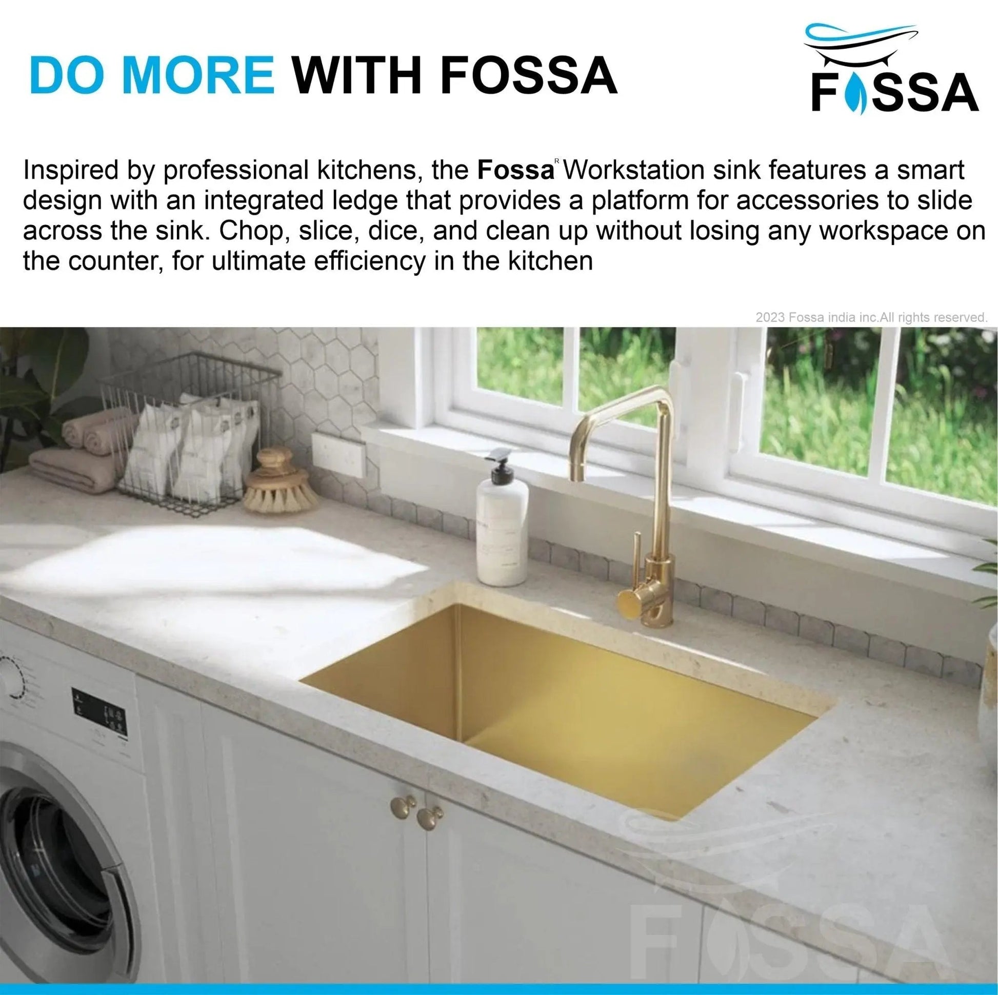 Fossa 18"x16"x10" Inch Single Bowl 304 Grade Stainless Steel Handmade Kitchen Sink Gold-2