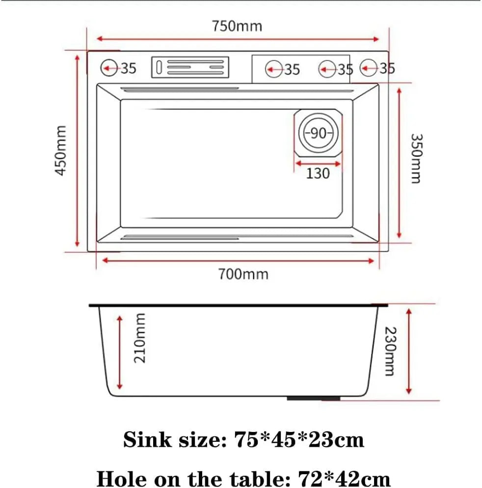 Fossa 30"x18"x10" inch Stainless Steel Premium Handmade Single Bowl WaterFall Kitchen Sink With Stand Matte Finish-1