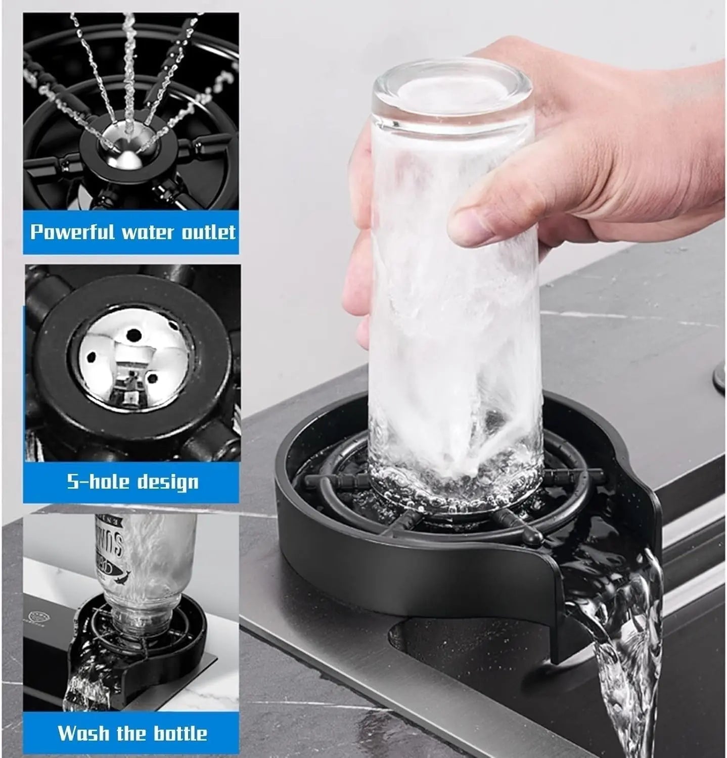 Fossa 30"x18"x10" inch Stainless Steel Premium Handmade Single Bowl WaterFall Kitchen Sink With Stand Matte Finish-3