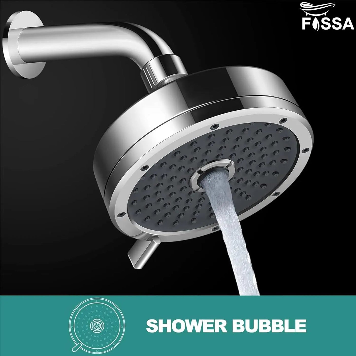 Fossa 5"x 5" Wondra 3-Spray Multifunction Overhead Shower Without Arm Wall-Mount Chrome Finish-4