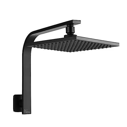 FOSSA 8'' Rain Shower Head Taps Square High Pressure Wall Arm DIY Black-0