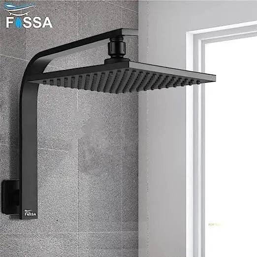 FOSSA 8'' Rain Shower Head Taps Square High Pressure Wall Arm DIY Black-3
