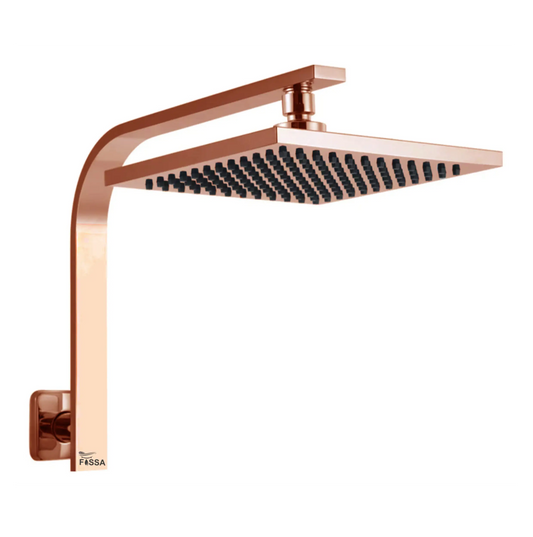 FOSSA 8'' Rain Shower Head Taps Square High Pressure Wall Arm DIY Rose Gold-0