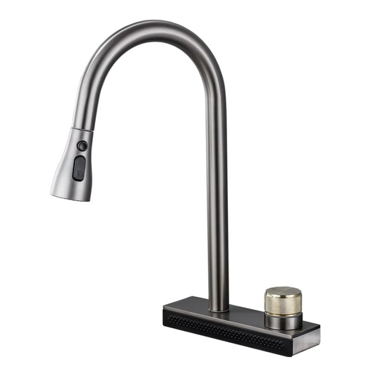 Wainfall Kitchen Sink Faucet Pull Out Four Water Outlet Modes Cold and Hot Can Rotate TAP ( Grey )-0