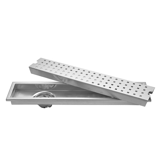 Fossa 18"x4" Shower Ultra Brushed Drain Side Hole Rectangular Floor Drain-0
