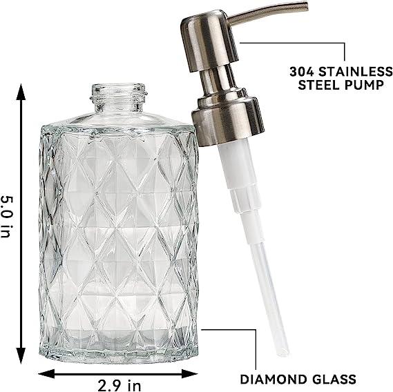 Fossa Liquid Soap Dispenser Shampoo Lotion Bottle with Chrome Finish Pump Holder, Ideal for Bathroom Countertop, Kitchen, Laundry Room (White) GSD-001-1